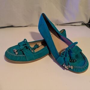 Via Spiga Turquoise Flats with Bow Detail